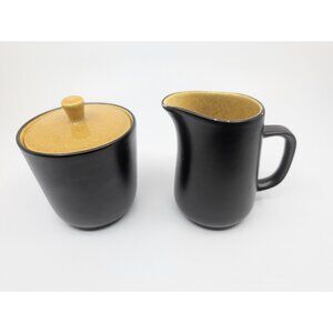 Vintage Mikasa Terra Stone Saffron Set Creamer & Sugar Bowl With Lid E1357 Japan